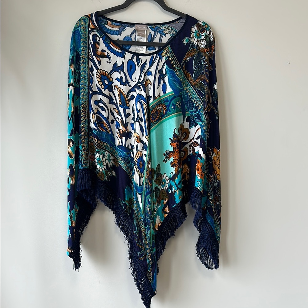 Chico's Multicolor Paisley Poncho Top • One Size